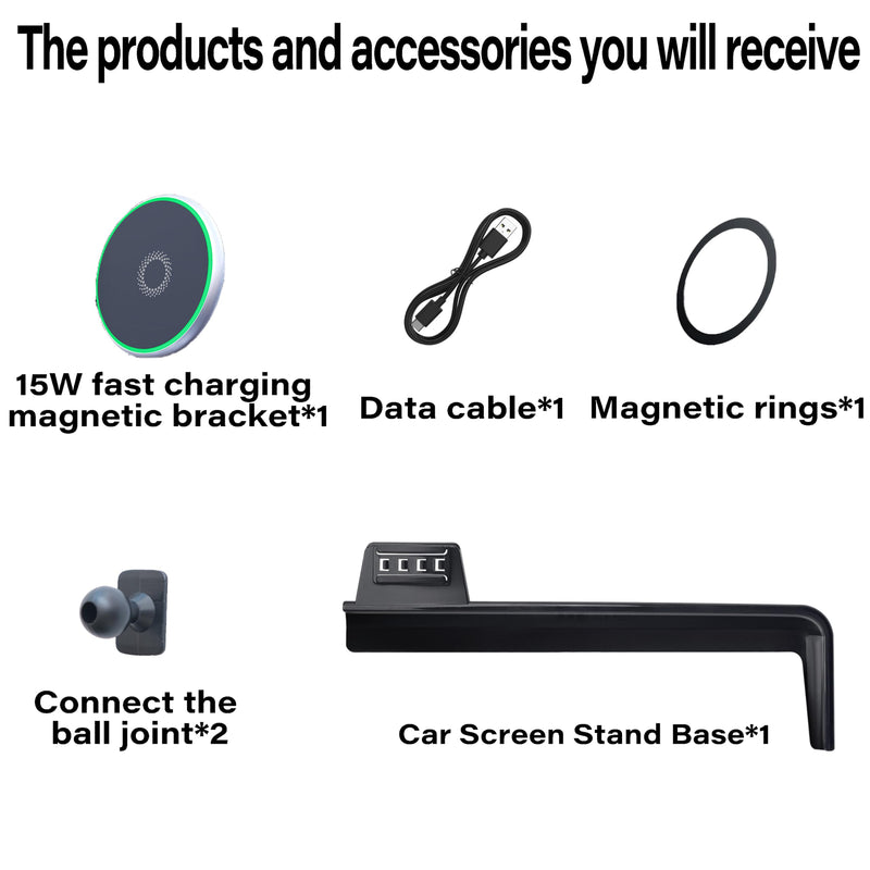 Car Phone Holder for 2019-2025 Mercedes Benz A-Class/B-Class/GLB/GLA/CLA/EQA/EQB Accessories 15W Fast Wireless Charger Screen Fixed Clip Cell Phone Mount Hands-Free (10.25 Inch)