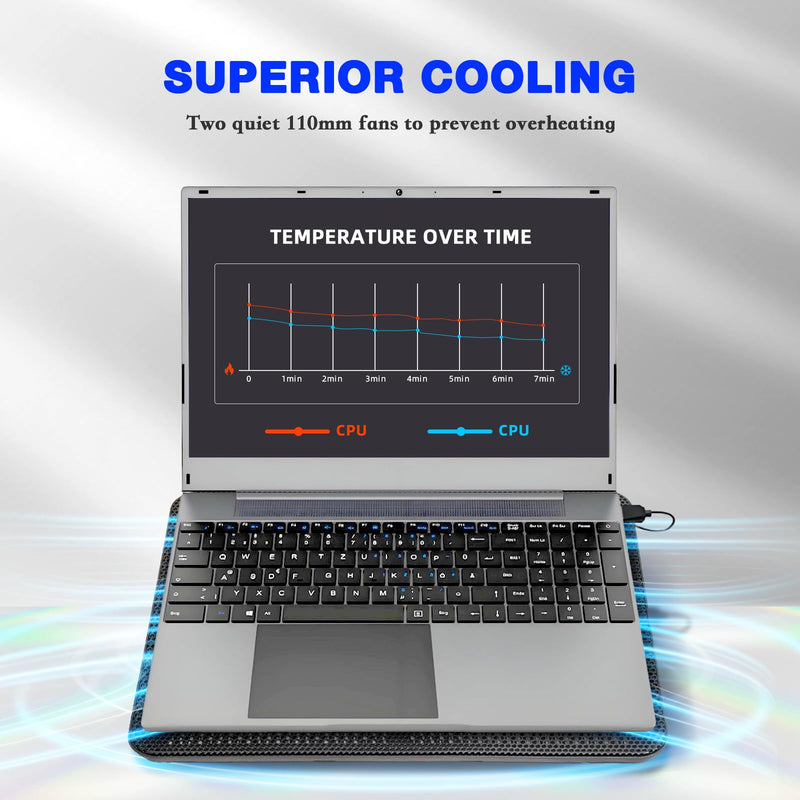 Laptop Cooling Pad, Coolertek Portable Slim Quiet Laptop Notebook Cooler Cooling Pad Stand with 2 Blue LED Fans, USB Powered, Adjustable Angled, Fits 11-14 Inch Laptop Blue Light -2 fans