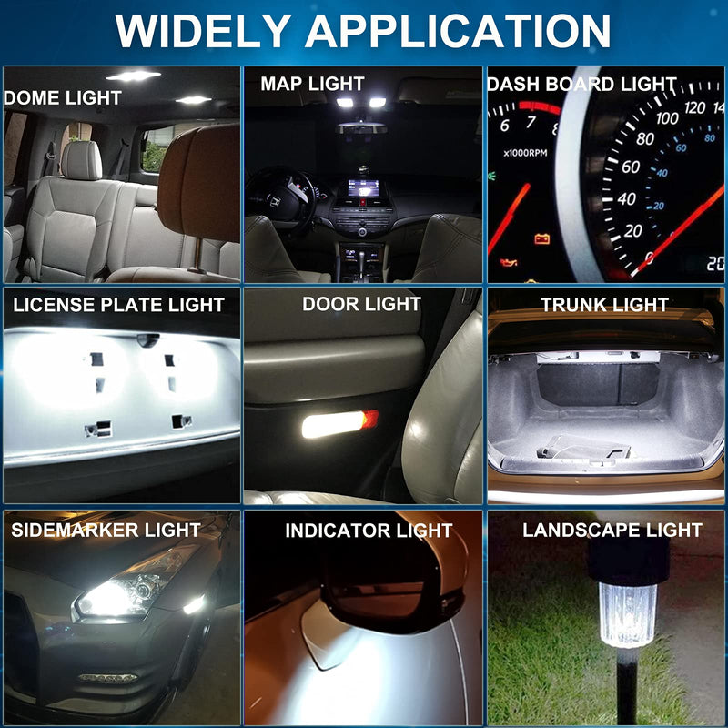 194 Led Car Bulb 3030 Chipset 2SMD T10 194 168 W5W Led Wedge Light Bulb 1.5W 12V License Plate Courtesy Step Map Lights Trunk Lamp Clearance Lights (12pcs) White