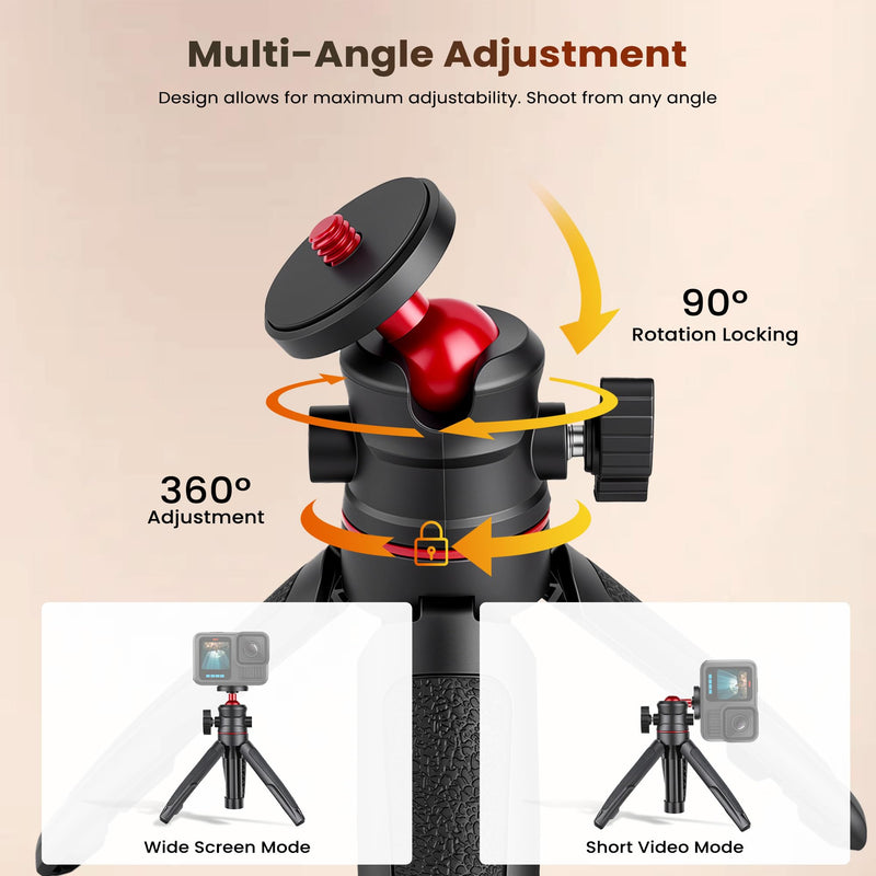 Walking Way 27cm/10.6" Extendable Tripod, Mini Portable Selfie Stick for GoPro 13/Max, DJI Osmo Pocket 3/4/Pro/Xtra Muse/2, Insta360 X5, Stable Stand Accessory for Action Camera, Vlog Handle Grip