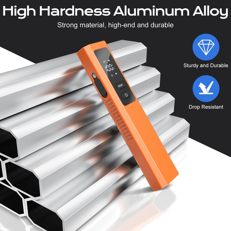 EDC Flashlight 4 in 1 Pocket Magnetic Slim Flat Flashlight High Lumens Work Light with Green Beam & UV Light & Warning Light Combo EDC Rechargeable LT-010 (Orange) Orange