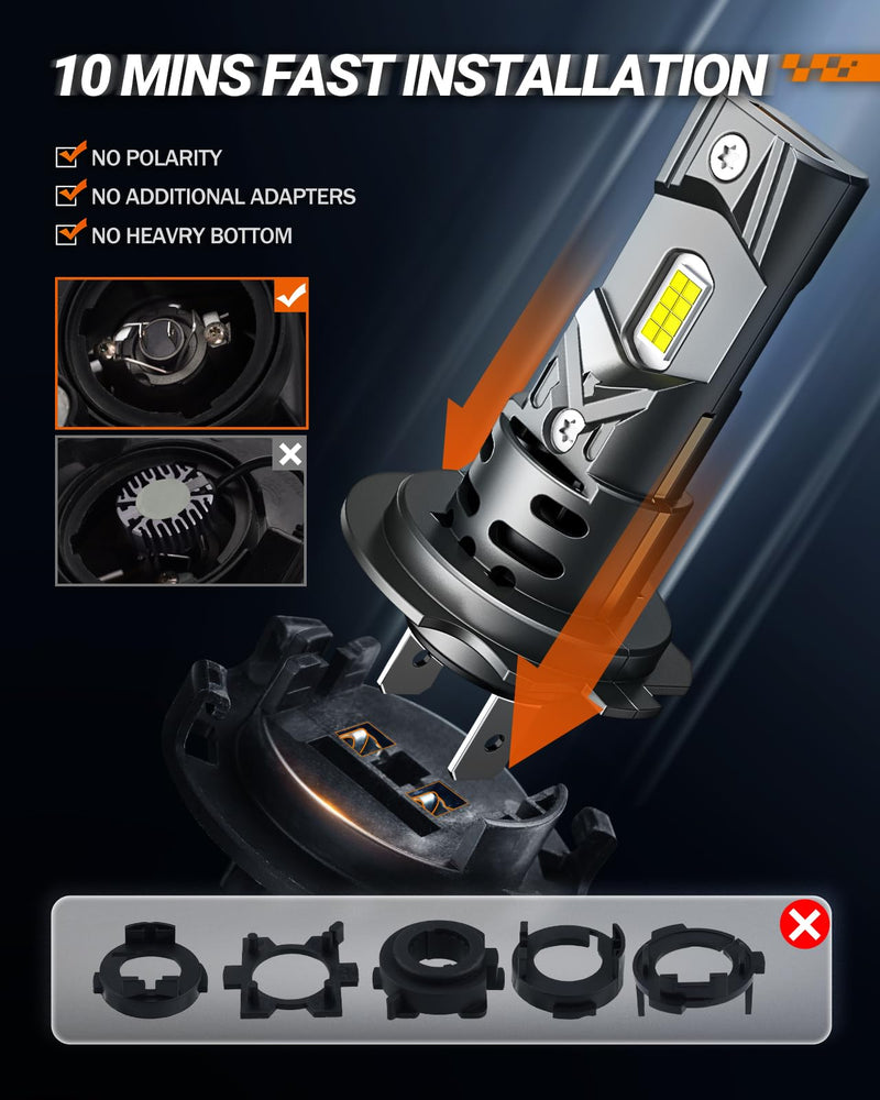 SEALIGHT H7 Fog Bulbs 60000LM S2 Series Wireless H7 Fog Lights, 6500K 1:1 Real Size Easy Installation, No Adapter Required, ATV Prioritized 10 Years Lifespan- Pack of 2 S2 H7