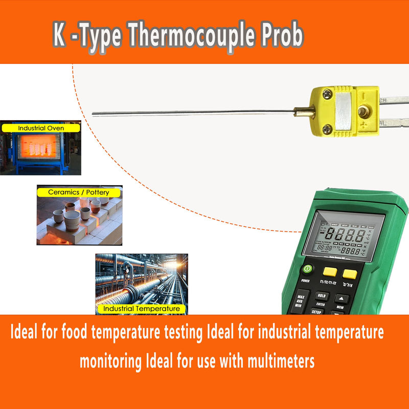 TL3161K Type K Thermocouple Diameter: 0.06 inches Length: 4 inches Measurement Range: 40°F - 2000°F 2 Pieces