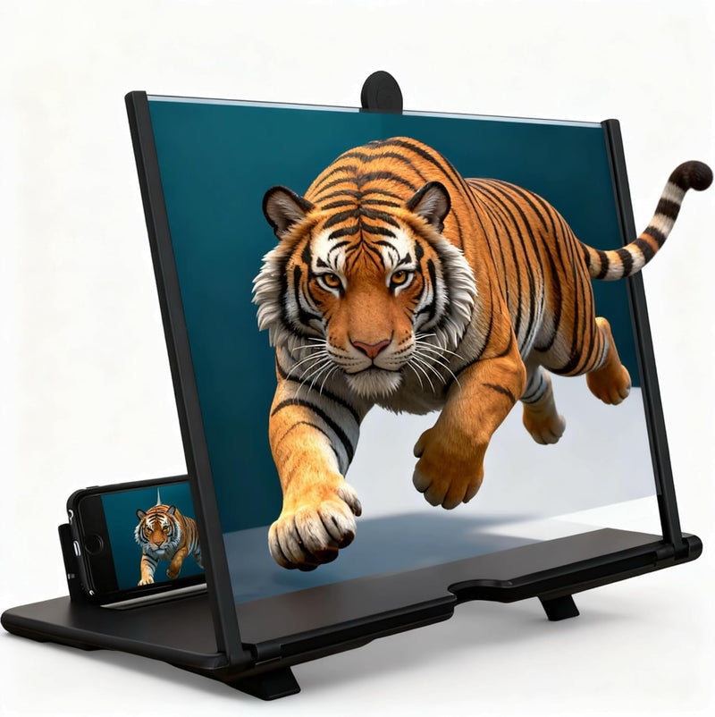 Screen Magnifier Version, 2026 New 3D HD Screen Magnifier for Cell Phone with Foldable Stand, Display Magnifier for Videos, Movies,(Black, 10'') Black 10''