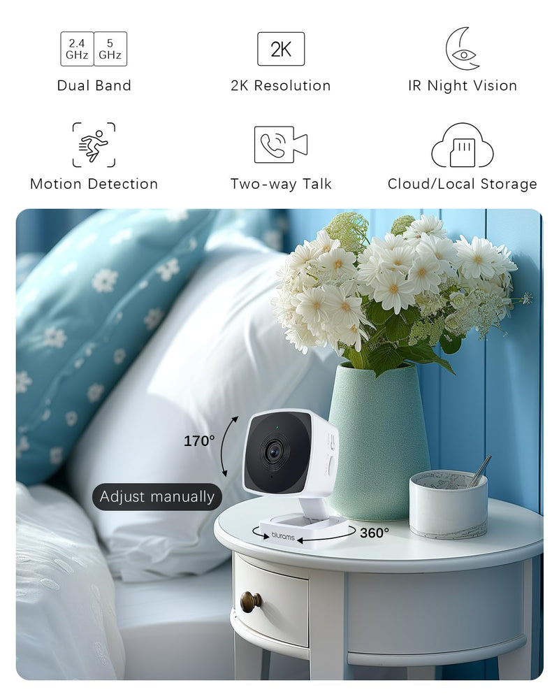 blurams 2K Security Camera Bundle 3-Pack, Indoor Camera and PTZ Pet Camera w/Motion Tracking, 2-Way Audio, IR Night Vision, Siren, Compatible with Alexa