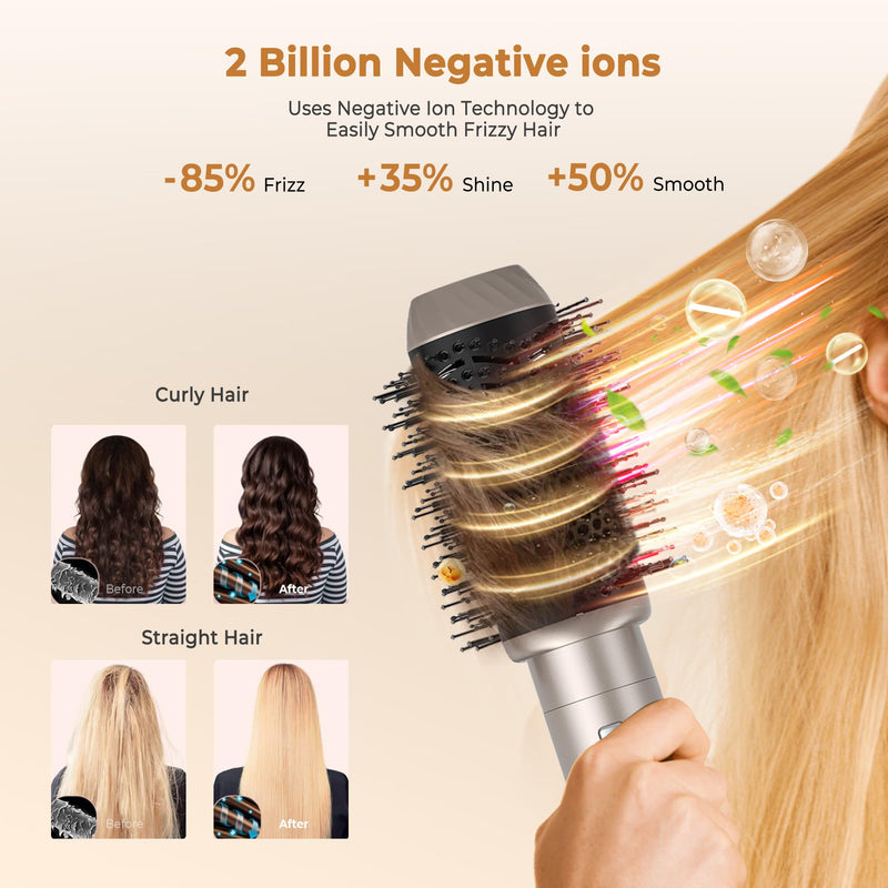 UKLISS 6 in 1 Hair Styler, Airbrush Air Stylers | 1000w Mlti-Styler Set with Curl Straighten, Volumise, Smooth and Blow Dryer Brush for Styling, Hot Brushes for All Hair Types Yellow
