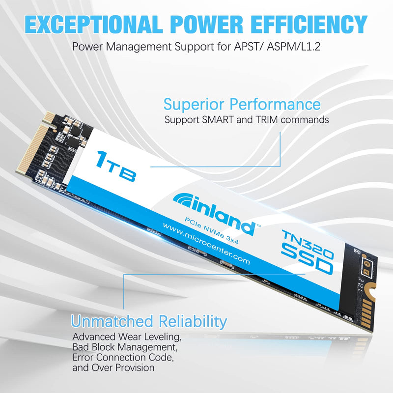 INLAND TN320 1TB NVMe M.2 PCIe Gen3x4 2280 Internal Solid State Drive SSD - Up to 2000 MB/s, 3D NAND, Storage and Memory for Laptop & PC Desktop 1 TB