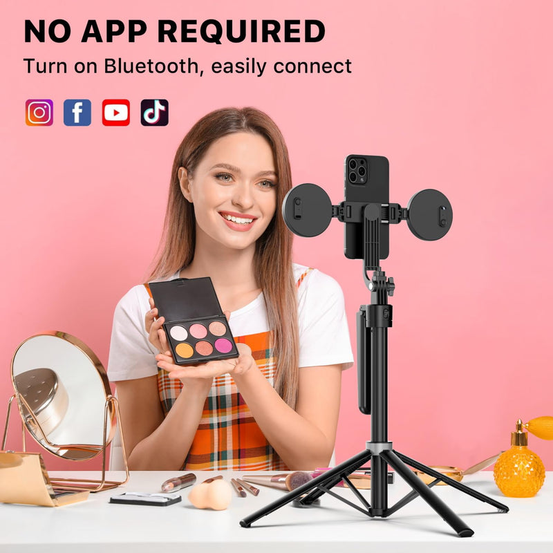 M MYBAT PRO 72" Auto Face Tracking Tripod,All in 1 Tall Travel Tripod Stand w 1/4" Screw,Phone Holder w Remote,Selfie Stick w Light for Photo Vlog, 360° Rotation Camera Tripod for iPhone Android