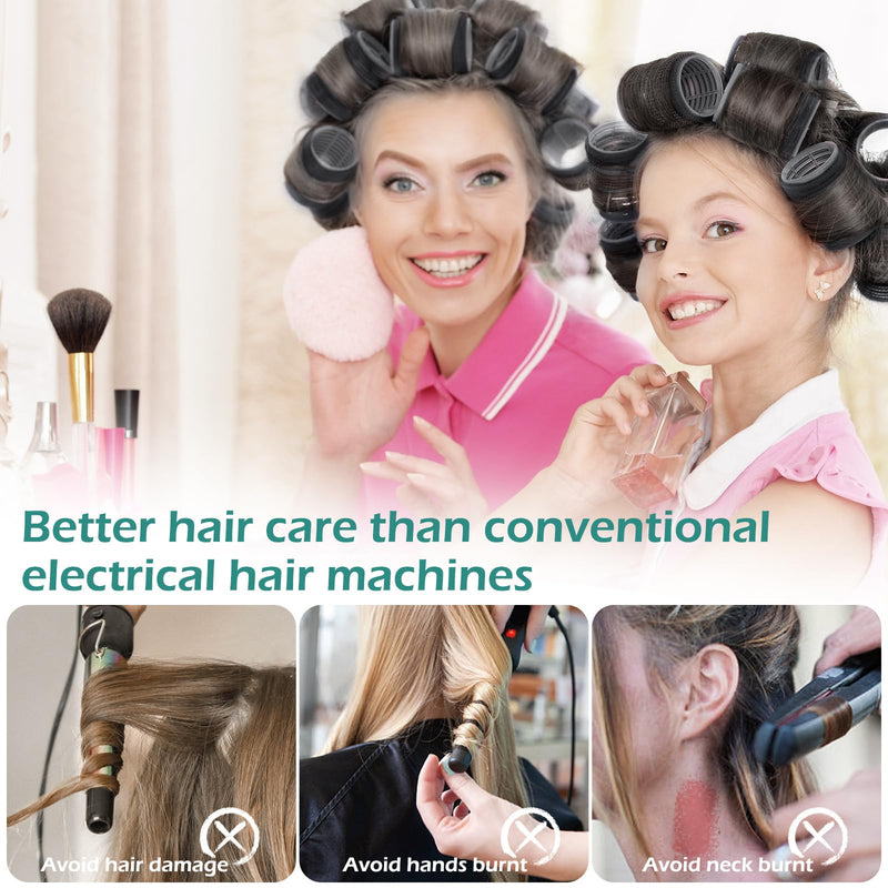  [AUSTRALIA] - 33PCS Hair Curlers Rollers with Clips,GeeRic Hair Rollers Set 3 Sizes 48mm 38mm 28mm with12PCS Duckbill Clips Hair Rollers for Long Medium Short Thick Fine Volume Bangs Black