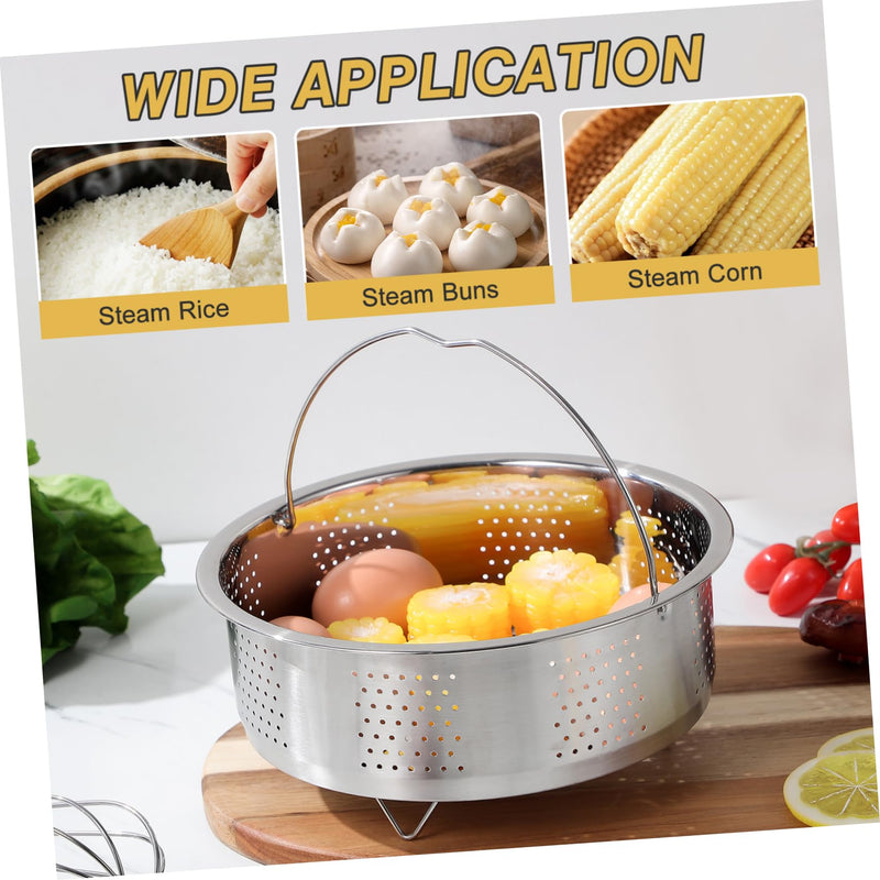 DOITOOL Stainless Steel Steamer Basket for Pot, 8.65inch/22cm Vegetable Steamer Basket Insert Steaming Rack with Handle, Vegetables Fruit Strainers and Colanders for Home Kitchen Cooking 21.5X21.5X9CM