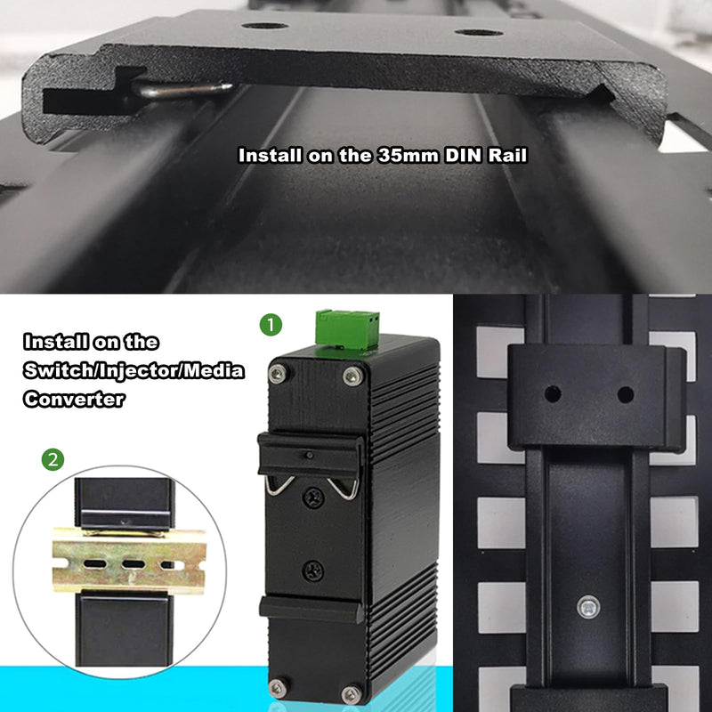 CNQLIS Din Rail Mount Clip, 1.02" Width DIN Rail Mounting Clip Snap in Universal Mounting Bracket, 20Pcs Black Aluminum Alloy Relay Clip for 35mm Din Rail Switches and Injectors 1.02 inch 20