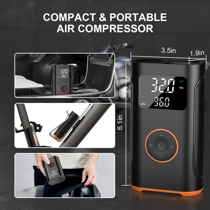 (New Upgrade) ZSX Tire Inflator Portable Air Compressor-160 PSI Air Pump with Memory Function, Electric Bike Pump with Tire Pressure Gauge, Tire Inflator for Car, Gifts for Men Husband Father Memory Mode