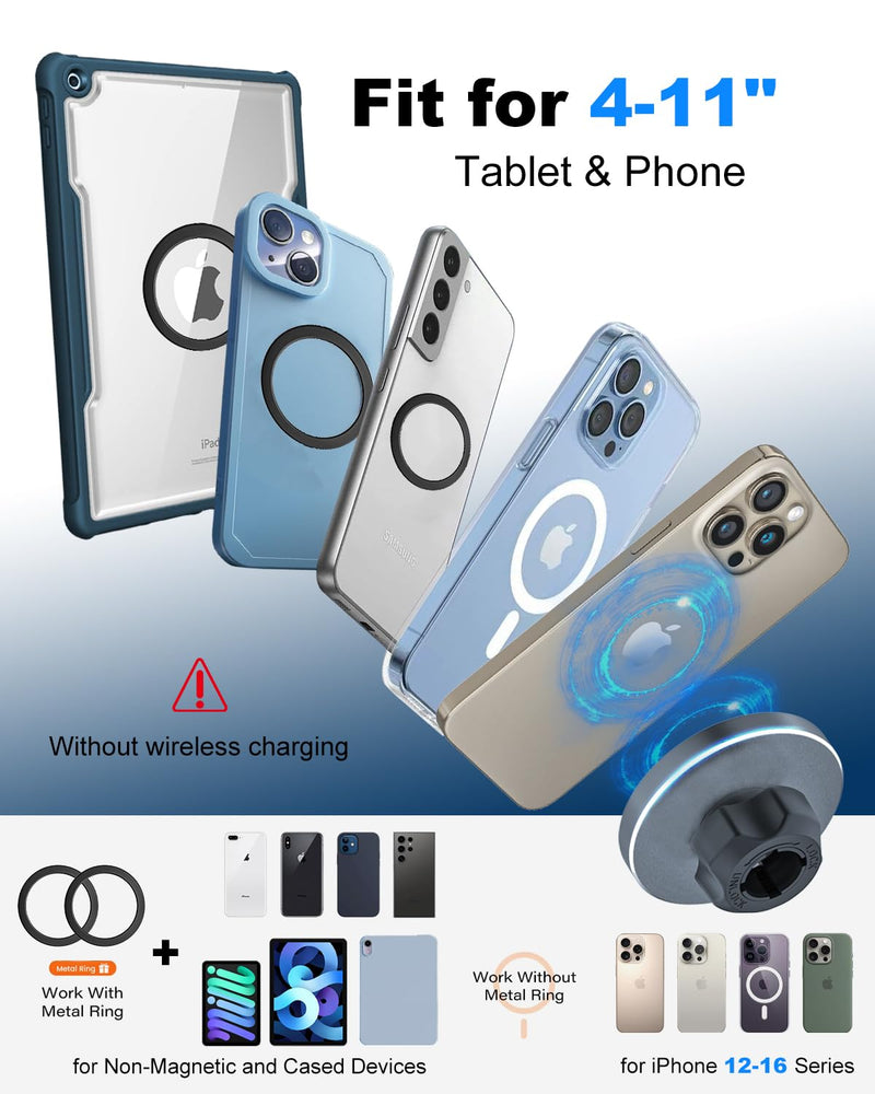 for MagSafe Car Mount [Off-Road Level Shockproof] Metal Arm Magnetic Phone Holders for Your Car Truck, Dashboard Windshield Sunroof Suction Cup Phone Mount for iPhone 16 Pro Max 15 14 13 Plus