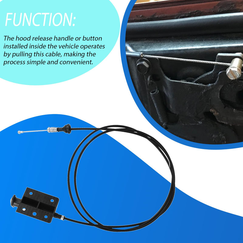 Hood Release Cable Fits for 1981-1993 D150 D250 W150 W250 Ramcharger 1984-1989 W100 55024942 4168969