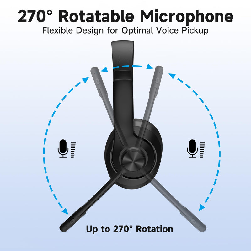 AOC Wireless Headset with Mic for Work, Bluetooth 5.4 Computer Headphones. | with USB-A Dongle, Clear Call Mic, 30H Battery, One-Touch Mute, Great for PC, Laptop, Home Office, Zoom, Phones - Black