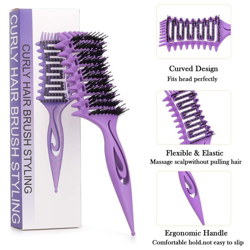 Curly Hair Brush,Eastrise Detangle Hair Brush,Easy Detangling Vented Hair Styling Comb for Salons, For Combing and Shaping Men's and Women's Curls to Reduce Pulling and Curl Separation(Purple) Purple