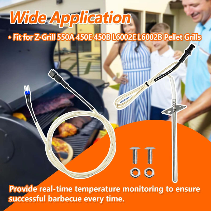 ZG-RTD-4 Temperature Probe Sensor Fit for Z-Grill 550A 450E 450B L6002E L6002B Pellet Grills 5.12 inch