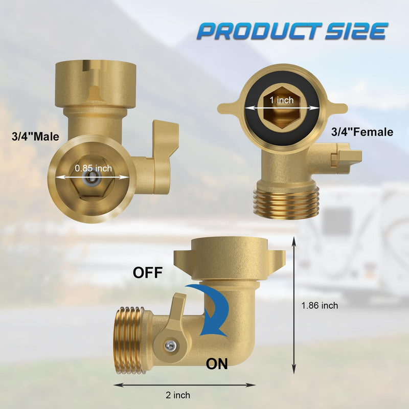 All Metal RV City Water Inlet with Check Valve, RV Water Inlet Replacement, Adjustable 90° Brass Hose Elbow, 3/4" GHT Quick Hose Connector, for RV Camper Motorhome Trailer Marine Water Inlet with 90° Elbow and Quick Connector