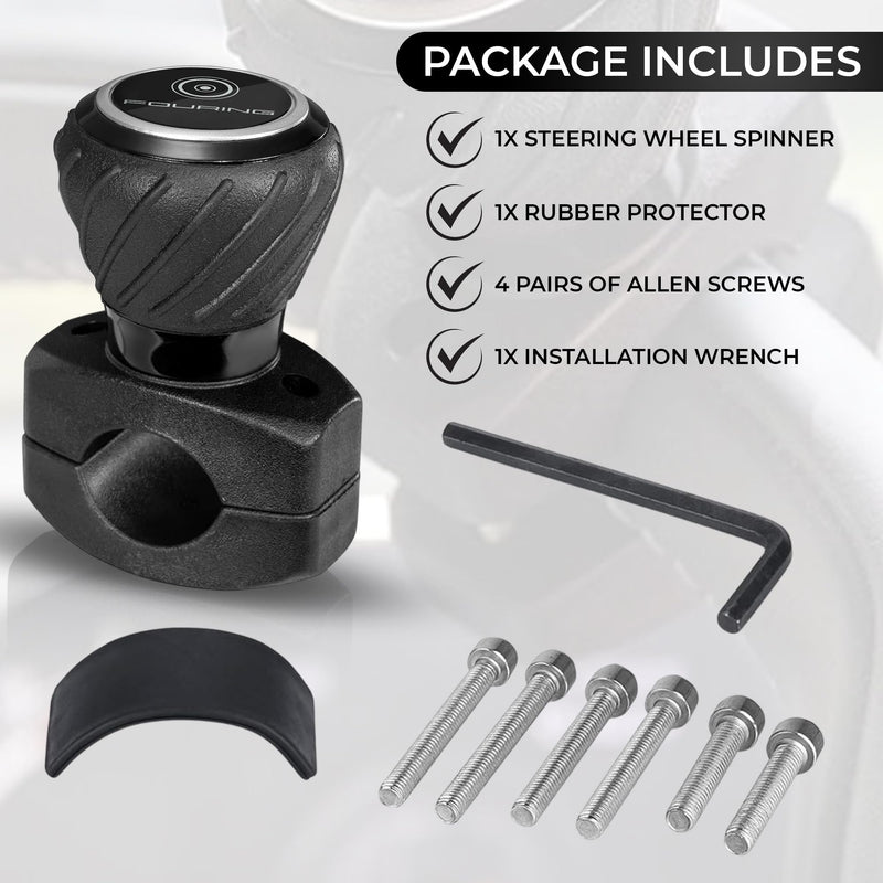 Universal Steering Wheel Spinner Knob - Smooth Black Finish | Fits Steering Wheels 0.5"-1.75" Diameter | Effortless Spinning for Cars, Trucks, Tractors, Boats, Semi-Trucks, Forklift & More