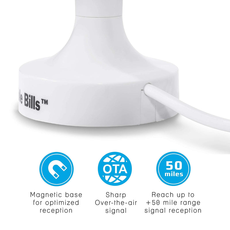 Magic Stick TV MS-50 Model, Signal Booster Antenna for Digital HDTV 1080P HD Channels, 16.5ft Cable, White MS-50 White