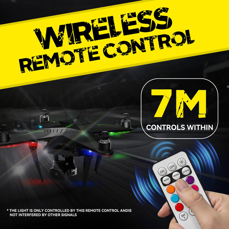 8Pcs Wireless LED Strobe Lights with Remote Control, RGB Led Aircraft Strobe Lights High Brightness 8 Colors Waterproof Anti-Collision Night Warning Lighting for Car Motorcycle RC Aircraft Bike