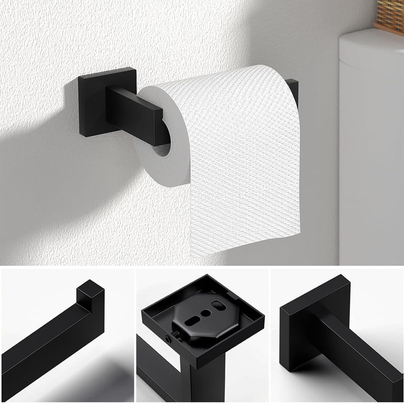 JOPOFI 5 Piece Towel Bar Set - 15.7Inch Bathroom Towel Holder - Matte Black | Stainless Steel Towel Racks for Bathroom Wall Mounted, Bathroom Hardware Accessories Set Matte Black（5 Piece） 15.7 inch
