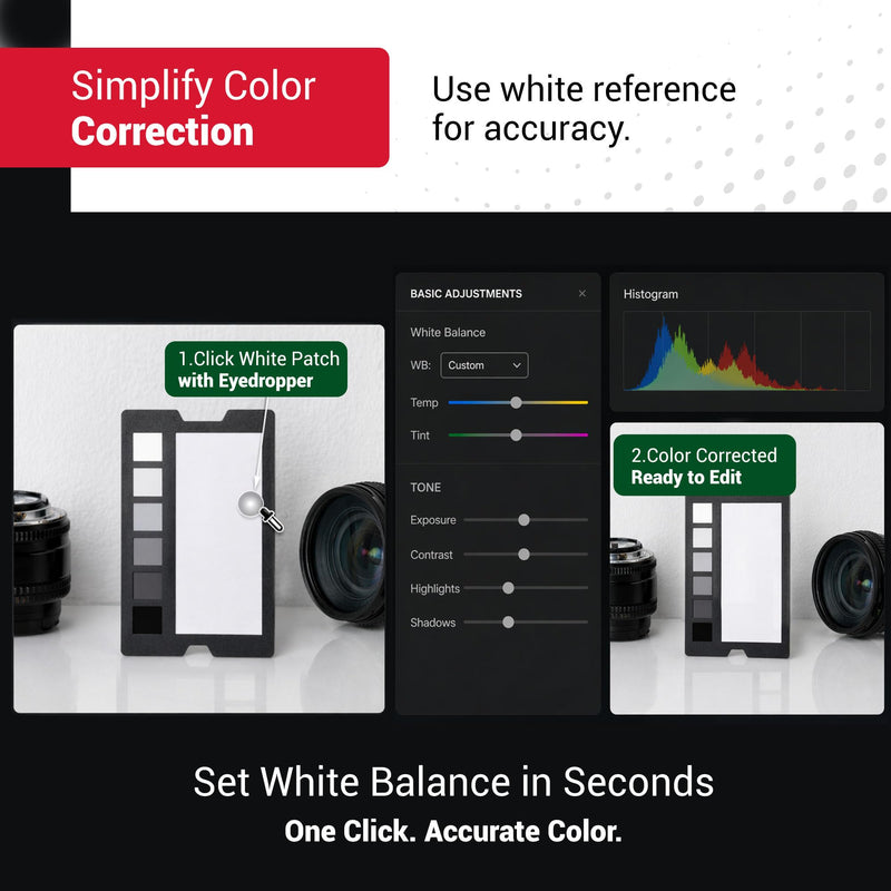 Datacolor SpyderCheckr White Balance Card for Photography & Video | Spectrally neutral white target plus 6-step grayscale strip for custom in-camera white balance