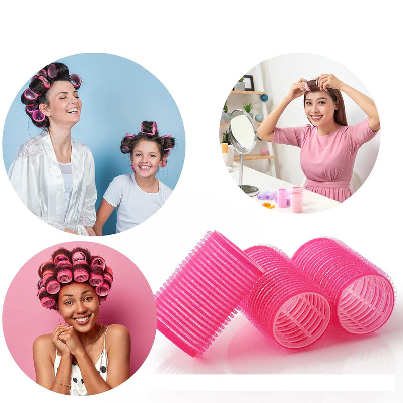Hair Rollers Self Holding Rollers Gripping Sticky Rollers Self Grip Salon Hairdressing Curlers DIY Curling Tool（10 Packs）pink