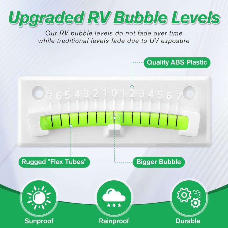 HooLing RV Level Bubble, Graduated Scale Levels for Precision Leveling, Stick on Leveling System for RV, Camper, Trailer and Caravan, High Visibility Bubble Level (White,4 Pack) 4 White