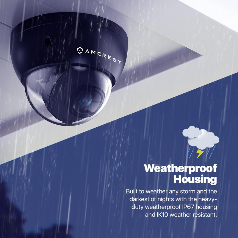 Amcrest UltraHD 4K (8MP) Dome POE IP Camera, 3840x2160, 98ft NightVision, 2.8mm Lens, IP67 Weatherproof, 125° FOV, 256GB MicroSD Recording, Black (IP8M-2493EB-AI-V3)