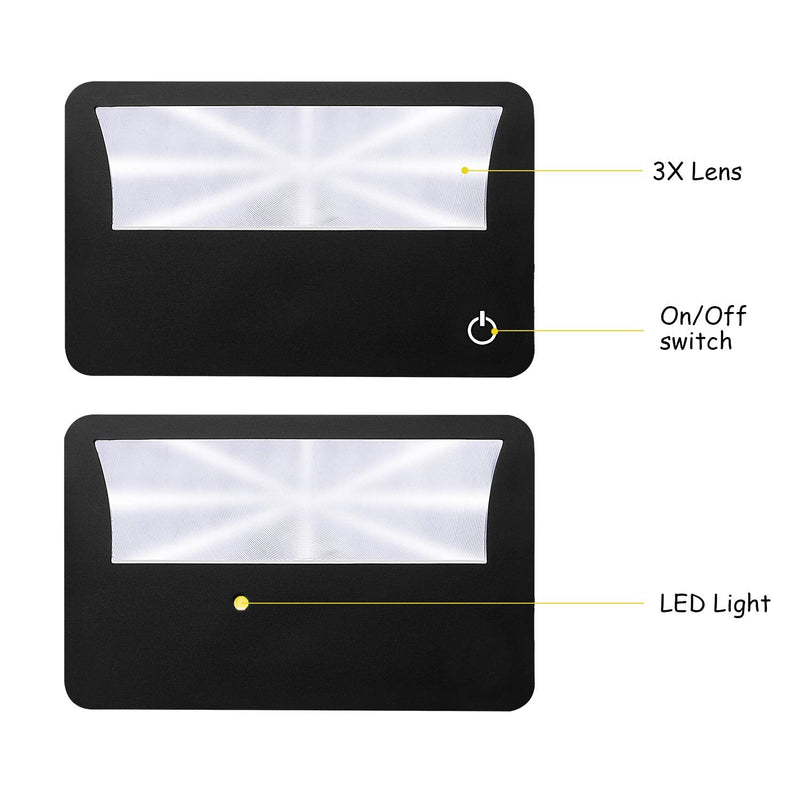 Frienda 20 Pcs Credit Card Magnifier Bundle Wallet Purse Magnifying Glass LED Illuminated Magnifier 3X Pocket Card (Black) Black