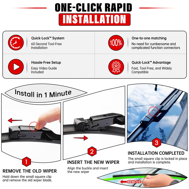Windshield Wiper Blades Replacement for Subaru Forester 2019 2020 2021 2022 2023 2024 Original Factory Quality Front Rear Wipers Blade Set for My Car - 26" 17" 14" (Pack of 3) 26"+17"+14"