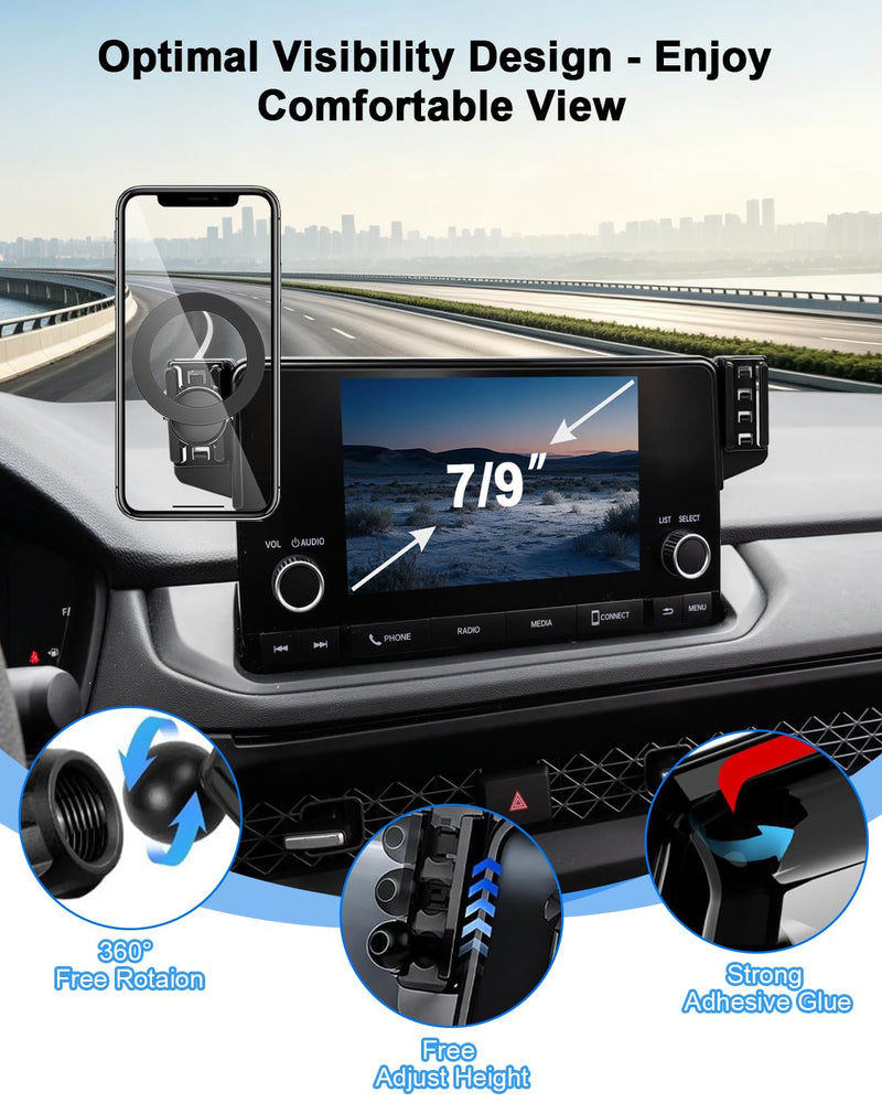 Magsafe Dual Phone Holder for Honda Accord 2023-2026 Accessories 7/9-Inch | For SE/EX/LE Strong Magnetic Car Phone Mount with MagSafe 360° Rotation Cradles Not Block Vent Hands Free (Not Fit 12.3'') Honda Accord 2023-2026 (7/9-Inch)