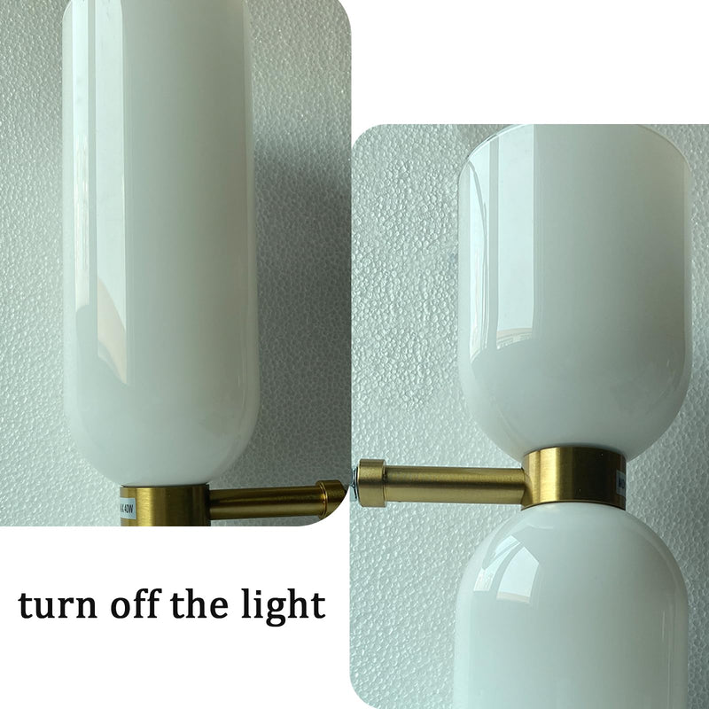 Mid Century Modern 2- Light Glod Wall Sconce Lighting with Glass Shades, E14 Wall Lamp for Bedroom, Bathroom Vanity,Living Room, Hallway (Milky White) Milky White