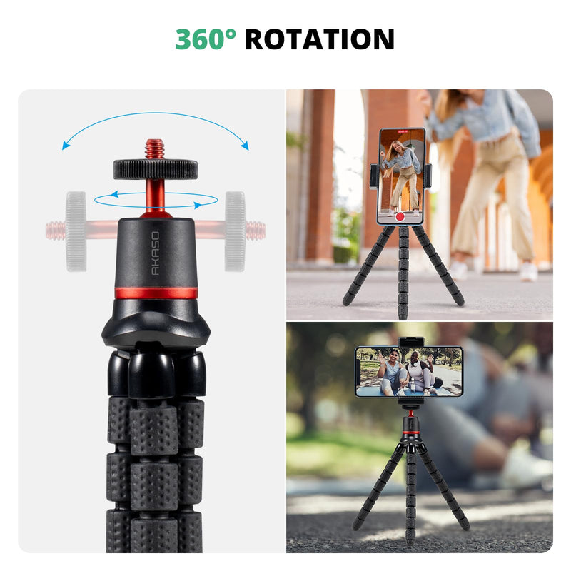 AKASO Mini Flexible Tripod Stand Travel Octopus Tripod with 1/4'' Screw for Magic Arm, Compatible with AKASO Action Camera EK7000/Brave 4/Brave 7 LE/Brave 7/GoPro Hero12/11/10/ 9/Max/DJI Osmo Action