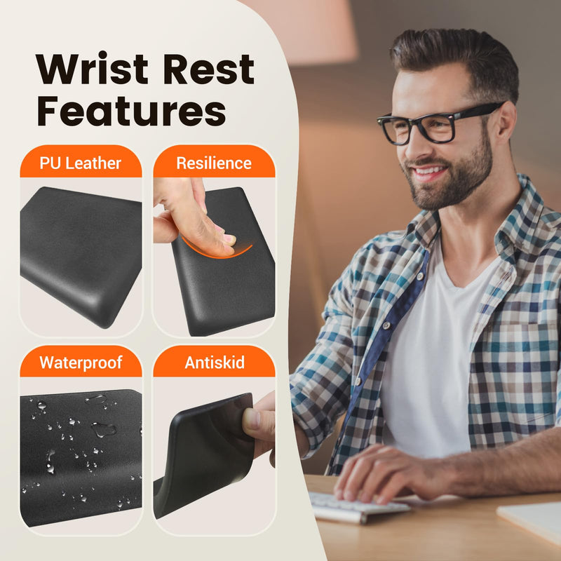 HONKID Low Profile Mouse Wrist Rest for Slim Mouse Wrist Pad for Magic Trackpad, Made of Cool Gel and Non-Slip Rubber Base, Easy Typing and Relieve Wrist Pain, Black