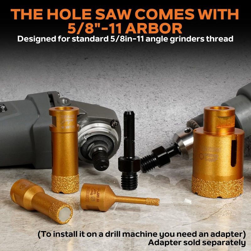KSEIBI 615305 Diamond Hole Saw, 4-1/8 Inch (105mm) Diamond Core Drill Bit for Porcelain, Ceramic, Granite Drill Bits, Brick, Marble, Dry Cutting, 2" Drilling Depth, 5/8"-11 Thread, for Angle Grinder 4-1/8” (105MM) Vacum Brazed
