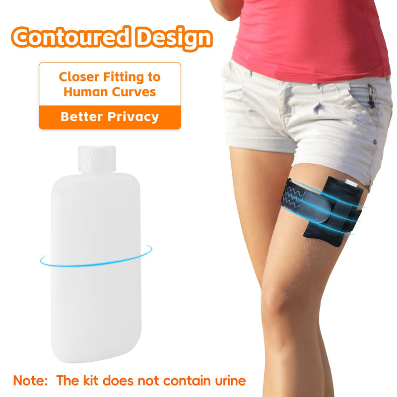 Urine Test Complete Kit - 2 Urine Empty Bottles of 3.5 oz Each, 1 Hi-Stretch Hidden Leg Strap, 10 Temperature Test Strips and 1 Storage Pouch, 1 Lining Pocket Boxer Brief for Travel Testing (L) L