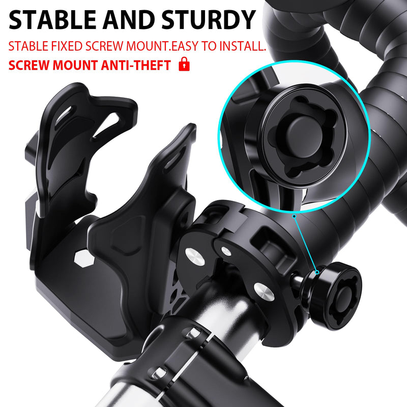 Extra Large Motorcycle Cup Holder Anti Theft, Mathtoxyz Bike Water Bottle Holder 1.95 – 3.6 inch Universal Size Handlebar Drink Holder Cage for Moto Bicycle, Boat, Scooter, Stroller, Wheelchair