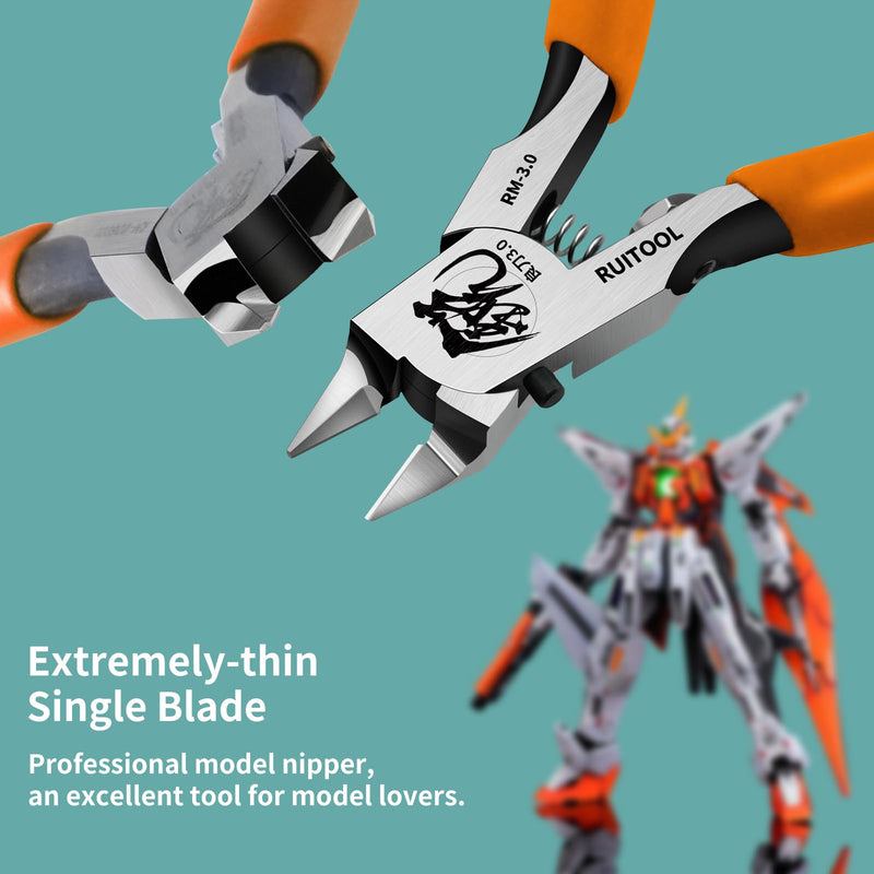 RUITOOL Model Nippers, Gundam Model Tools for Advancers to Repair and Fix Plastic Models, Ultra-thin Single Blade Gunpla Nipper, Non-slip Grip 4.7 Inch Sprue Cutter for Plastic Model Building Orange