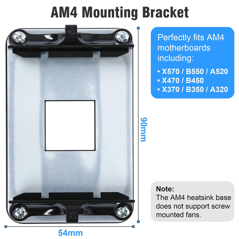AM4 AM5 Backplate Mounting Bracket, Universal Heatsink Bracket AM5 AM4 CPU Cooler Mount kit with Metal Backplane, Standoffs and Screws for AMD Socket Motherboard (Black) Black