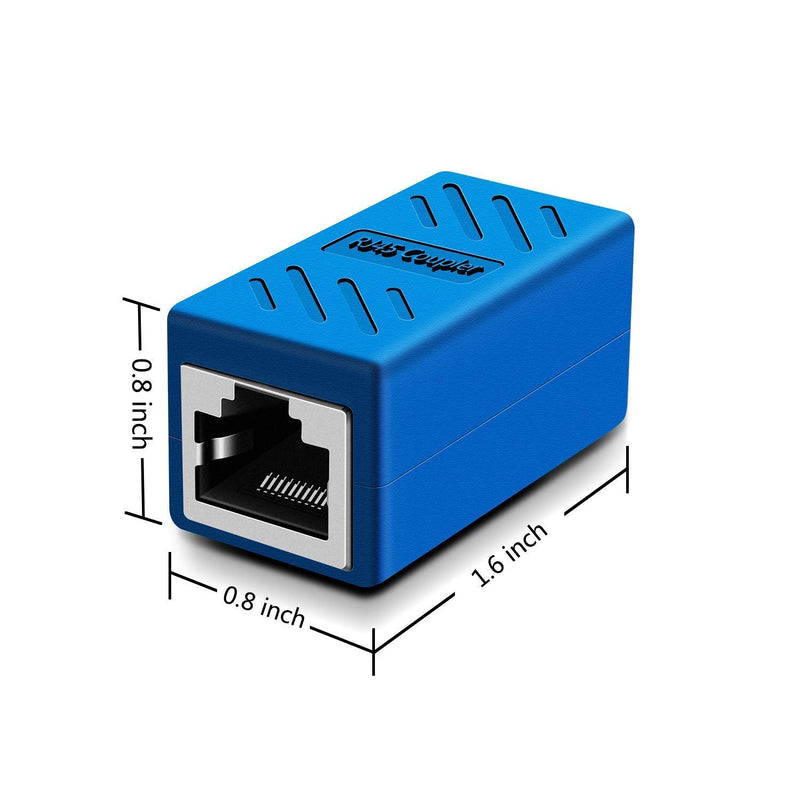 RJ45 Coupler in-Line Cat 7/Cat 6/Cat 5e Ethernet Cable Extender Adapter Female to Female (RJ45 Coupler Blue 6 Pack) 6 PCS