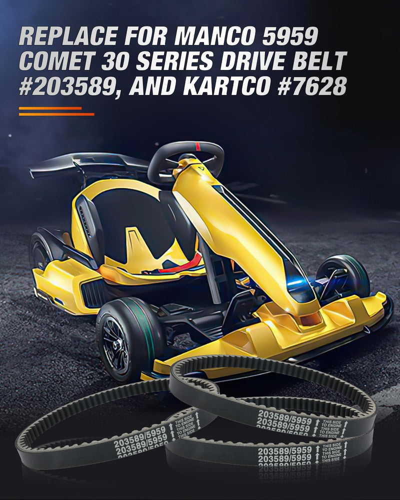 Frokom 30 Series Go Kart Drive Belt for Manco 5959 / Comet 203589 Kartco 7628 Ken-bar Karts 5HP-7HP Engine Comet 30 Series TAV2 Bolt-3 Pack 3 Pack