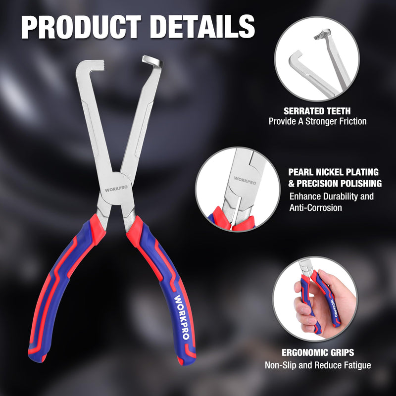 WORKPRO Electrical Disconnect Pliers, 8 Inch Automotive Electrical Connector Pliers with Ergonomic Handle, Fixion Tools Pliers, Automotive Plug Removal Tool for Car Fuel Pump, Spark Plug