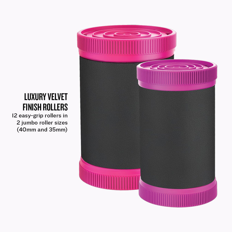 Remington Heated Hair Rollers (Set of 12 velvet flocked rollers in 2 jumbo sizes (35mm & 40mm), Ceramic and Ionic Technology, Wax core, 12 pins and clips included, pink/black) H5670 | 2 Jumbo Sizes (35mm & 40mm), Ceramic and Ionic Technology, Wax Core,...