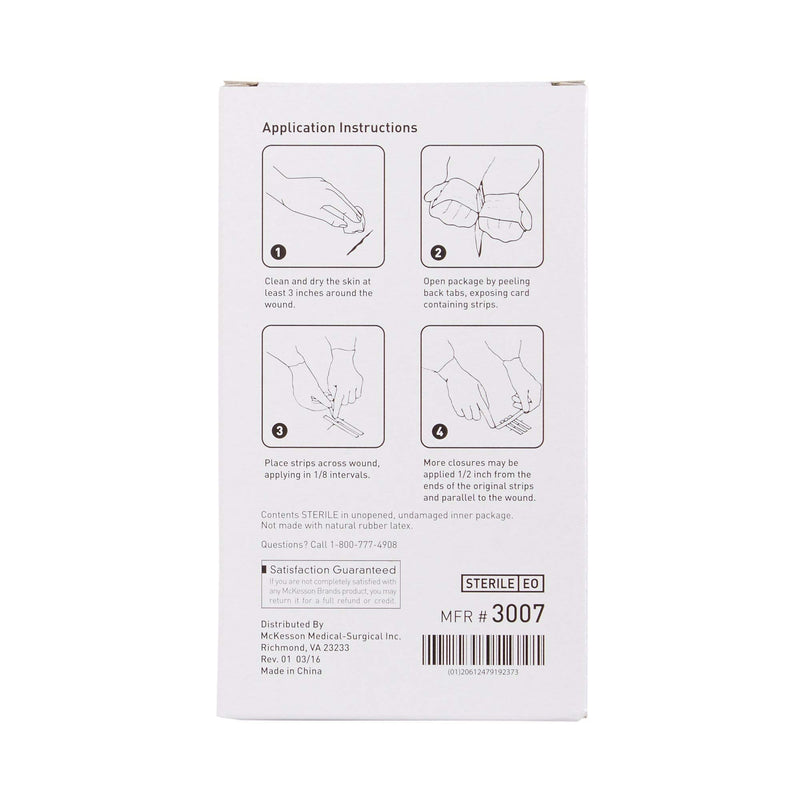 McKesson Skin Closure Strips, Sterile, Reinforced, 1/4 in x 3 in, 50 Count