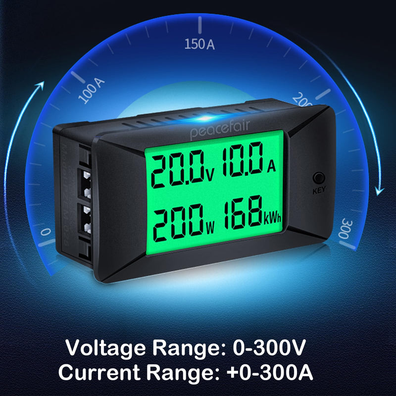 DC Battery Monitor Meter,0-100V,0-100A, Widely Applied to 12V/24V/48V RV/Car Battery, LCD Display, Digital Current Voltage Solar Power Meter (Upgrade Meter(Built-in 100A Shunt)) DC Meter (Built-in 100A Shunt)