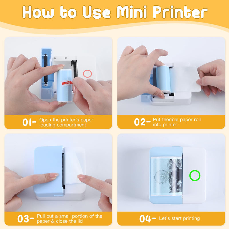  [AUSTRALIA] - 10 Rolls Mini Printer Paper, Thermal Pocket Printer Paper Rolls, 57 X 25mm Inkless Self-Adhesive Printable Sticker Compatible with Most Series Printers Portable Thermal Printers Color & White