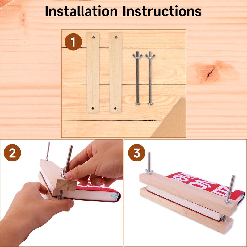GeryVtee Wooden Bookbinding Press 9.8x1.5inch Large Book Binding Tool Inch Flat Paper Press Machine Padding Press for Home, School, Office DIY Bookbinding 9.84x1.5"