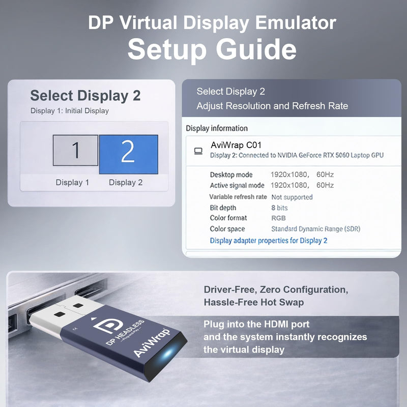 4K DisplayPort Dummy Plug,Virtual Monitor EDID Emulator | Headless Ghost Display Emulator Support 4K@17Hz,2K@30Hz,1080p@60Hz, for Remote Desktop, Crypto Mining, OBS,Game Streaming DP|4K 17Hz